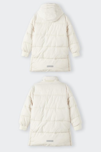 CREAM DOWN JACKET WITH HOOD JUNIOR NAME IT 