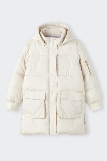 CREAM DOWN JACKET WITH HOOD JUNIOR NAME IT