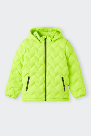 LIME GREEN DOWN JACKET WITH HOOD JUNIOR NAME IT 