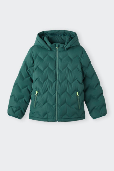 GREEN DOWN JACKET WITH REMOVABLE HOOD KIDS NAME IT