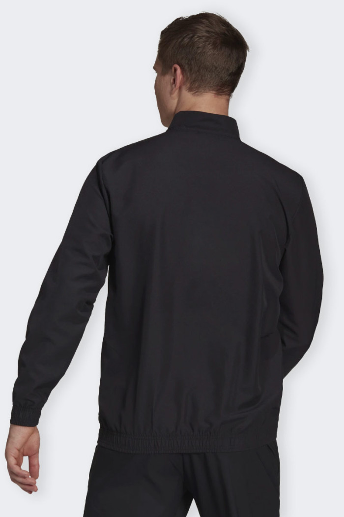 Black men's sports sweatshirt with full zipper closure. Welt pockets and high collar. Aeroready technology for excellent moistur