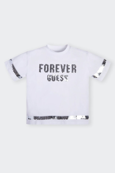 FOREVER WHITE T-SHIRT WITH SEQUINS GUESS 