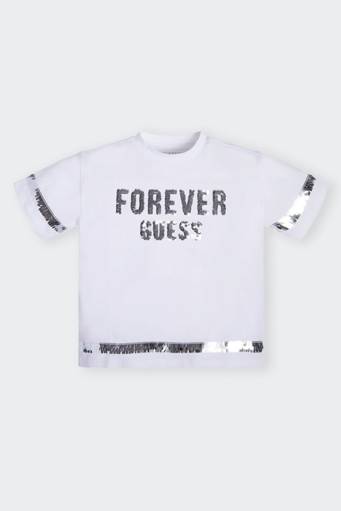 Guess FOREVER WHITE T-SHIRT WITH SEQUINS