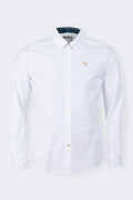 White tailored men's shirt boasts a casual design with tartan trim on the inside of the collar and cuffs for maximum attention t