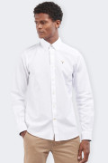 White tailored men's shirt boasts a casual design with tartan trim on the inside of the collar and cuffs for maximum attention t
