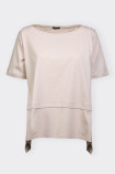 BEIGE T-SHIRT WITH DOUBLE FLOUNCE ROMEO GIGLI 