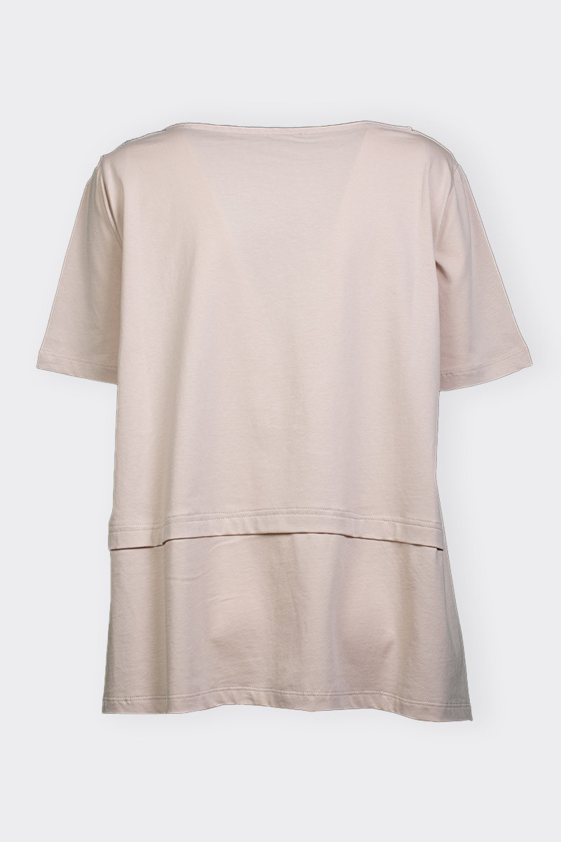 BEIGE T-SHIRT WITH DOUBLE FLOUNCE ROMEO GIGLI 