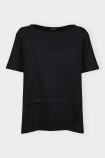 BLACK T-SHIRT WITH DOUBLE FLOUNCE ROMEO GIGLI 
