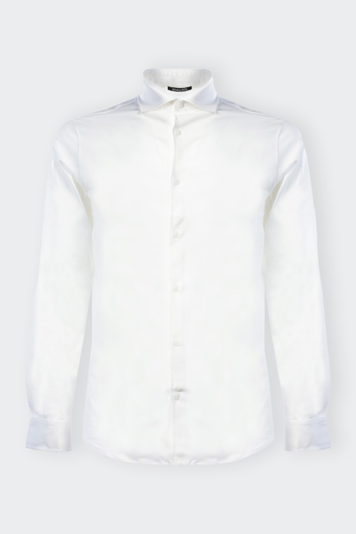 White men's lisle thread shirt made of 100% cotton with long sleeves and semi-French collar.Perfect for creating both casual and