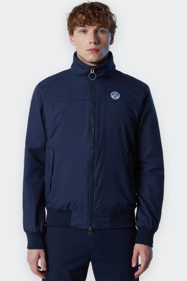 Men's lightweight sailor jacket made of recycled taslan with water-repellent coating High collar, zippered pockets and double-sl