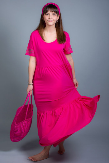LONG FUCSIA DRESS WITH STRASS ROMEO GIGLI 