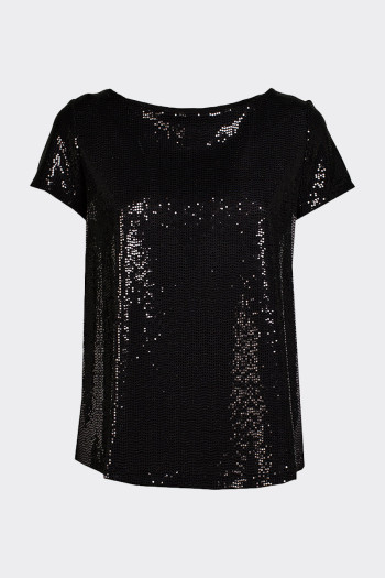 BLACK T-SHIRT WITH PAILLETTES BY ROMEO GIGLI 