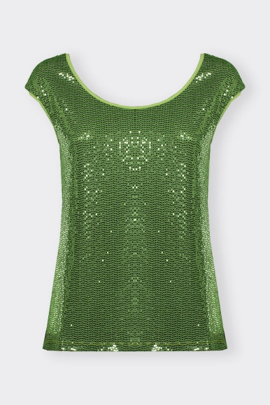 GREEN TANK TOP WITH PAILLETTES BY ROMEO GIGLI 