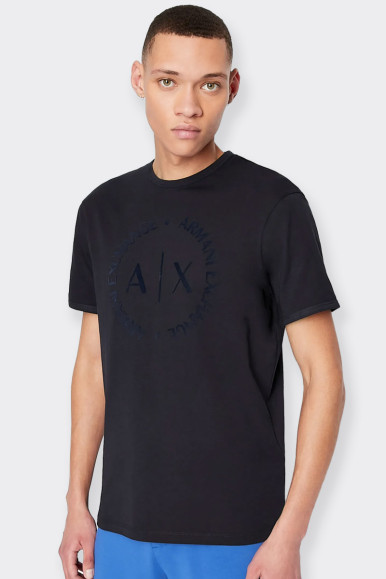 NAVY BLUE T-SHIRT WITH ARMANI EXCHANGE PRINT 