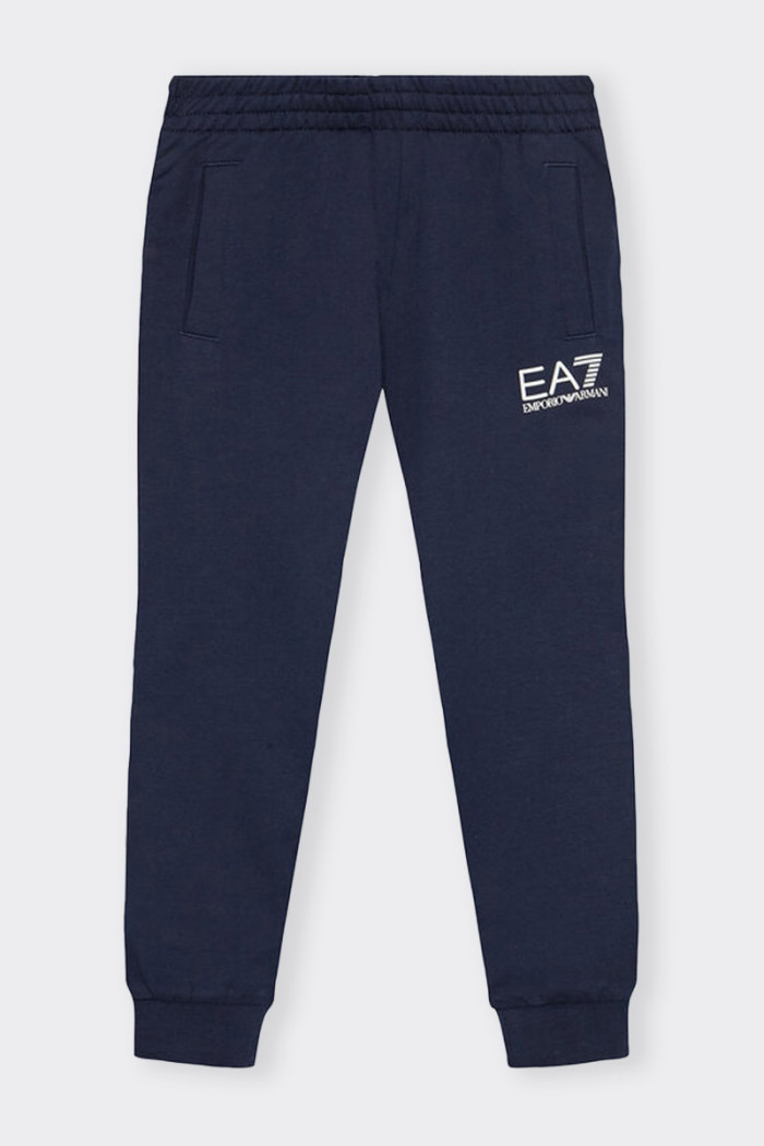 Boy and child jogger pants made of soft cotton, are embellished with the printed EA7 logo, and are perfect for moments of play a