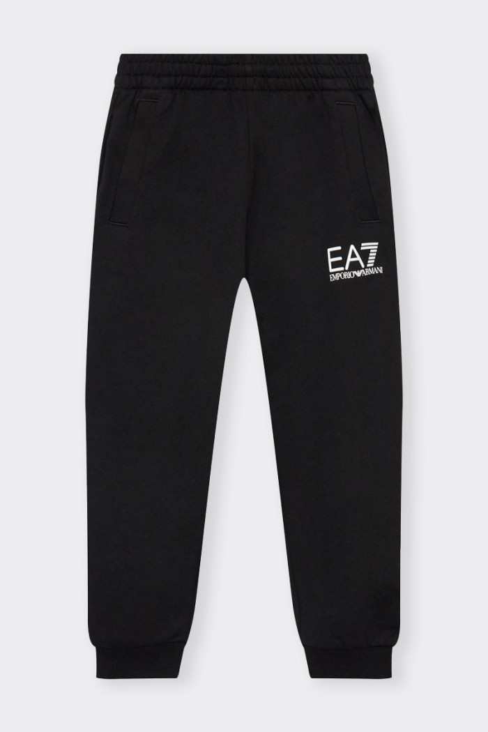 Boy and child jogger pants made of soft cotton, are embellished with the printed EA7 logo, and are perfect for moments of play a