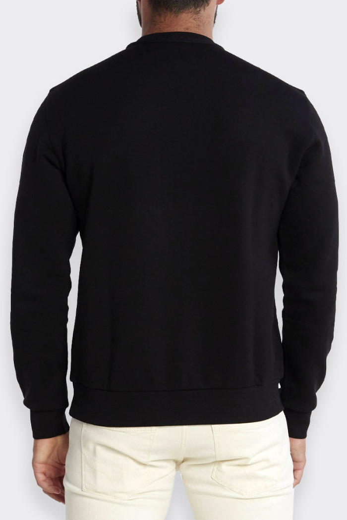 Men's crew-neck sweatshirt in cotton blend. Ribbed elasticated hem and cuffs and embossed brand logo on front tone on tone. idea