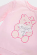 PINK SWEATSHIRT WITH EMBROIDERED GUESS BEAR 
