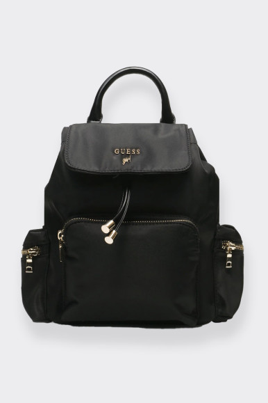 BLACK FABRIC BACKPACK GUESS 