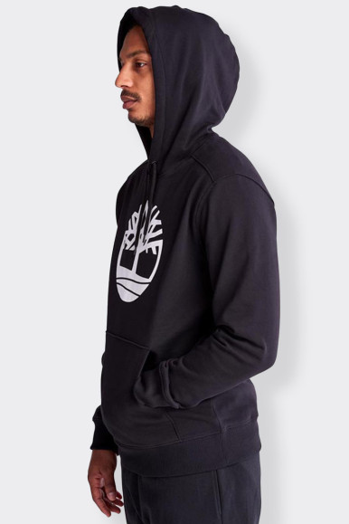 men's hooded sweatshirt with brushed fabric lining offers softness and optimal warmth. With contrasting Timberland tree logo pri
