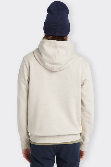 Men's hooded sweatshirt in cotton blend with practical pouch pocket. Ribbed cuffs and hem and brand logo printed on the front. I