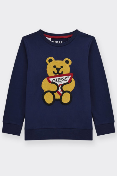 GUESS BLUE EMBROIDERED TEDDY SWEATSHIRT 