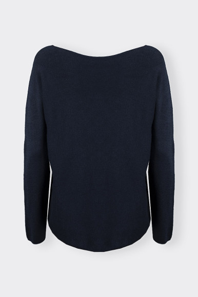 BLUE SWEATER WITH OPEN CUT BOAT NECKLINE BY ROMEO GIGLI 