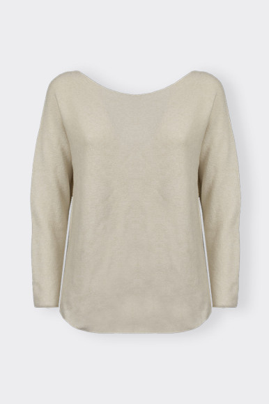 CREAM SWEATER WITH OPEN CUT NECK BY ROMEO GIGLI 