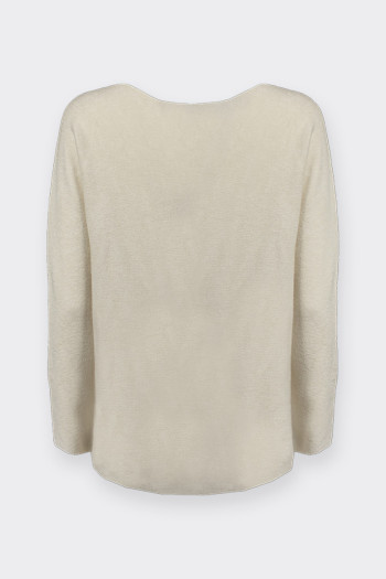 CREAM SWEATER WITH OPEN CUT NECK BY ROMEO GIGLI 
