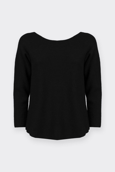 BLACK SWEATER WITH OPEN CUT BOAT NECK BY ROMEO GIGLI 