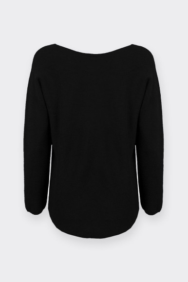 BLACK SWEATER WITH OPEN CUT BOAT NECK BY ROMEO GIGLI 