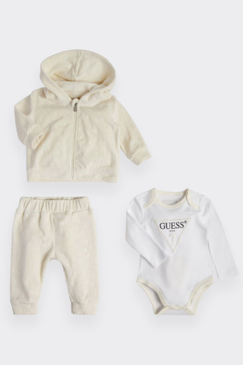 GUESS CREAM CHENILLE BODYSUIT SWEATSHIRT AND TROUSERS SET 