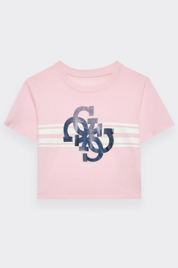 T-SHIRT WITH 4G LOGO PRINT PINK GUESS 
