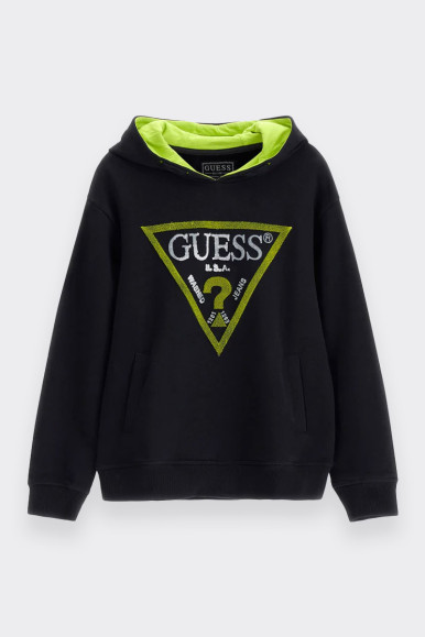 HOODED SWEATSHIRT EMBROIDERED TRIANGLE LOGO GUESS 